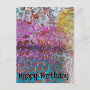 Carte Postale Joyeux Anniversaire Points Abstraits Colorés