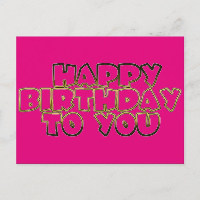Carte Postale Joyeux Anniversaire Pour Vous Hot Rose Typographie (Devant)