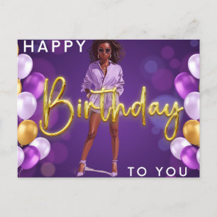 Carte Postale Joyeux Anniversaire Pour Vous Melanin Sista Black 