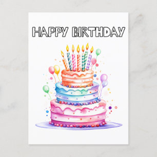 Carte Postale Joyeux anniversaire   Profitez D'Un Gâteau
