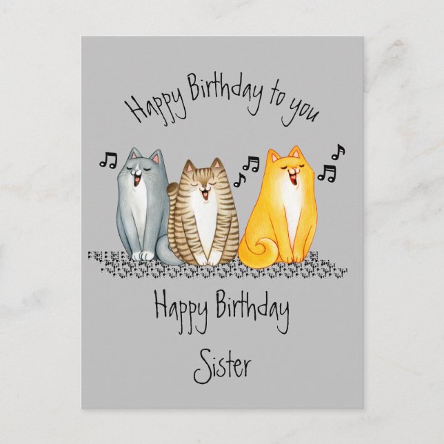 Carte Postale Joyeux Anniversaire Purrfect Soeur Jamais Mignonne (Devant)