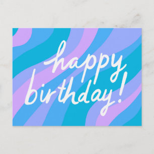 Carte Postale Joyeux Anniversaire Rayures Colorées Cool & Amusan