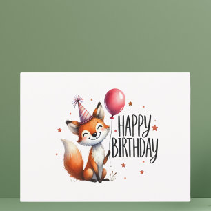 Carte Postale Joyeux Anniversaire - Renard Rouge Mignon