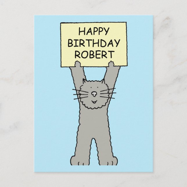 Carte Postale Joyeux Anniversaire Robert Chat de Dessin Animé (Devant)