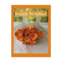 Joyeux Anniversaire ! Roses oranges et jaunes