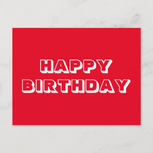 Carte Postale Joyeux anniversaire, Rouge blanc moderne audacieux