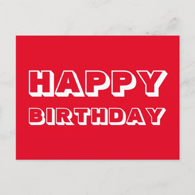 Carte Postale Joyeux anniversaire rouge blanc moderne typographi (Devant)