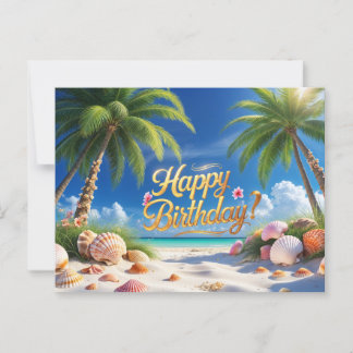 Carte Postale Joyeux Anniversaire Sumer Tropical Beach