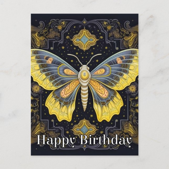 Carte Postale Joyeux Anniversaire Super Design Papillon Abstrait (Devant)