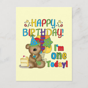 Carte Postale Joyeux anniversaire Teddy Bear 1er T-shirts et cad