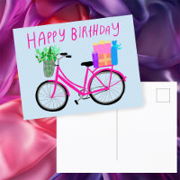 JOYEUX ANNIVERSAIRE Vélo rose personnalisé 