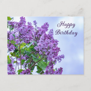 Carte Postale Joyeux Anniversaire Vibrant Fleurs Lilac Violet
