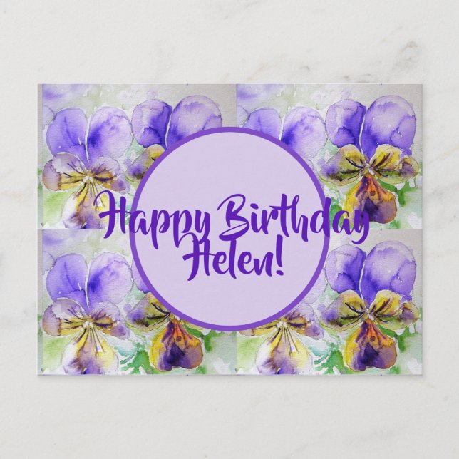 Carte Postale Joyeux Anniversaire Viola floral Mesdames Nom Cart (Devant)