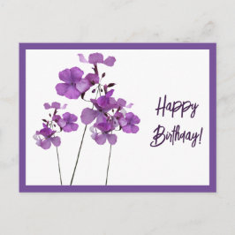 Carte Postale Joyeux Anniversaire violet écossais boho de fleurs
