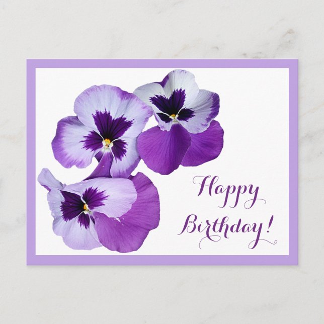 Carte Postale Joyeux Anniversaire violet fleurs boho (Devant)