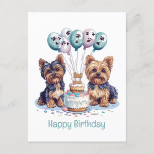Carte Postale Joyeux anniversaire Yorkie Chien