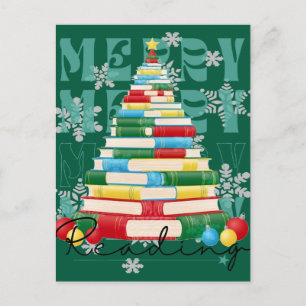 Carte Postale Joyeux Arbre de Noël Littéraire de Lecture
