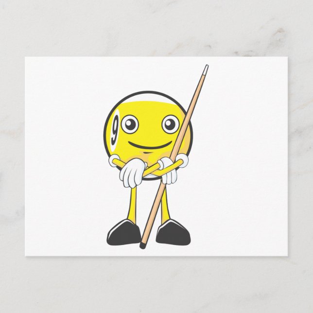 Carte Postale Joyeux Billard Neuf Joueur Ball (Devant)