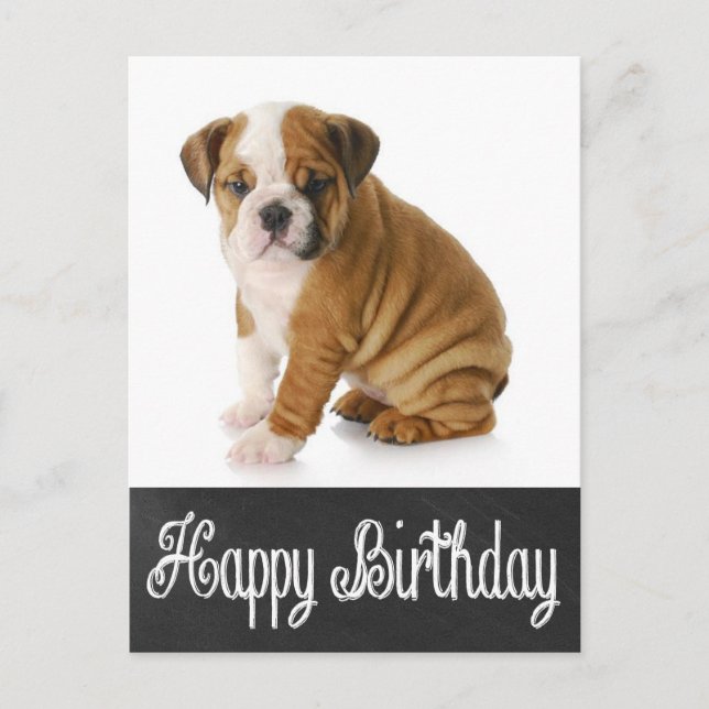 Carte postale Joyeux Birthday Bulldog Puppy Chalkb (Devant)
