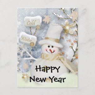 Carte Postale Joyeux bonhomme de neige du Nouvel An