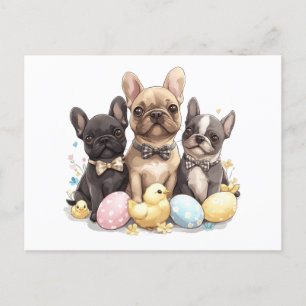 Carte Postale Joyeux Bulldogs français de Pâques