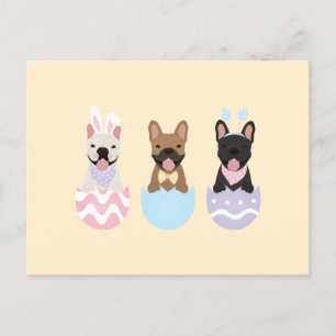 Carte Postale Joyeux Bulldogs français de Pâques