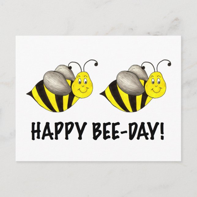 Carte Postale Joyeux Bumblebee Jaune Bumble Abee Jaune Anniversa (Devant)