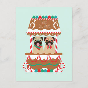 Carte Postale Joyeux Carlin de Noël Vacances Stand Dogs