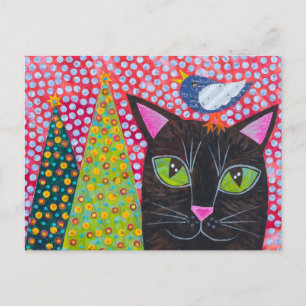 Carte Postale Joyeux chat de Noël