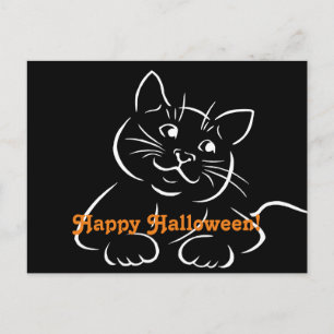 Carte Postale Joyeux chat d'Halloween