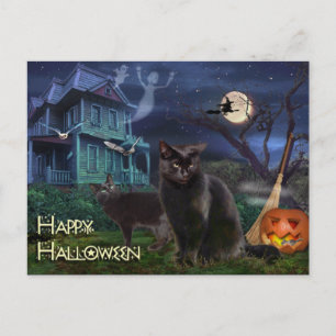 Carte Postale Joyeux chats d'Halloween