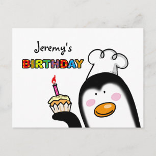 Carte Postale Joyeux chef de pingouin de cupcake
