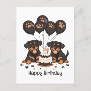 Carte Postale Joyeux chien Rottweiler d'anniversaire