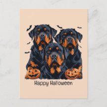 Joyeux chien Rottweiler Halloween Jack-o'-lantern