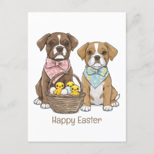 Carte Postale Joyeux Chiens De Boxer De Pâques