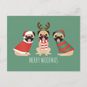 Carte Postale Joyeux Chiens de Carlin Woofmas