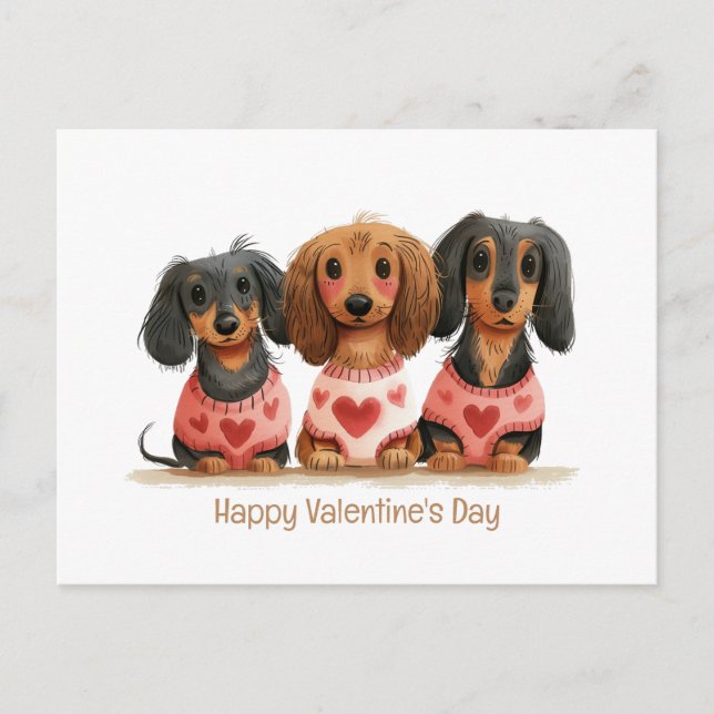 Carte Postale Joyeux Chiens de la fête des Valentines (Devant)