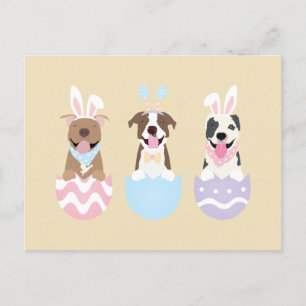 Carte Postale Joyeux Chiens de Pâques American Pit Bull Terrier