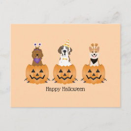 Carte Postale Joyeux Chiens D'Halloween En Citrouille