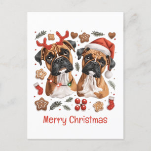 Carte Postale Joyeux Chiens en boîte de Noël