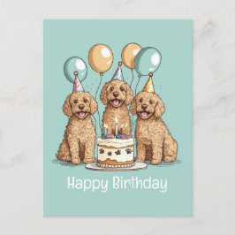 Carte Postale Joyeux Chiens Goldendoodle Anniversaire