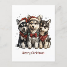 Joyeux Chiens Husky Noël