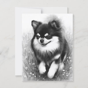 Carte Postale Joyeux Chihuahua dans la main fleurie peint