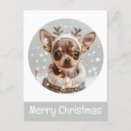 Carte Postale Joyeux Chihuahua Reindeer Chien de Noël