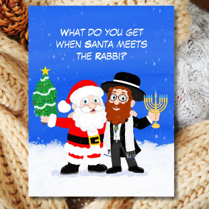 Carte Postale Joyeux Chrismukkah Santa rencontre le Rabbin Drôle