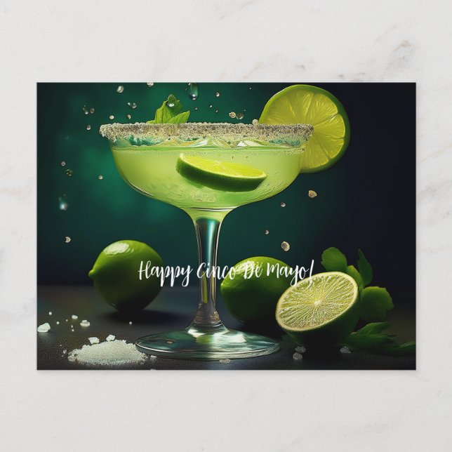 Carte Postale Joyeux Cinco de Mayo Margarita avec Limes Custom (Devant)