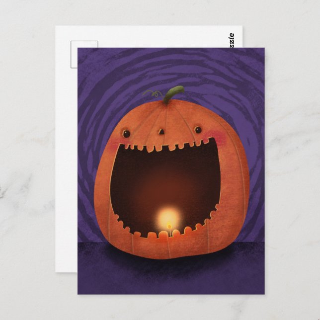 Carte Postale Joyeux Citrouille Halloween Jack-o'-lantern (Devant / Derrière)