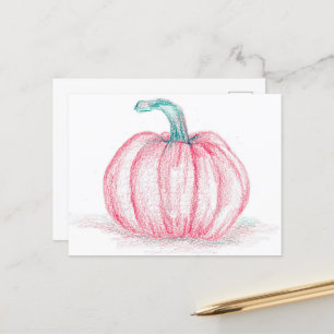 Carte Postale Joyeux Citrouille rose d'Halloween Pinkoween