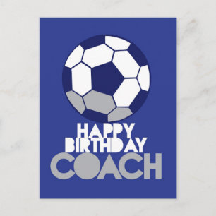 Carte Postale Joyeux COACH d'anniversaire avec ballon de footbal