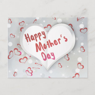Carte Postale Joyeux coeur de papier 3D de la Fête des Mères